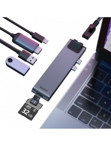 Baseus Multifunctional HUB 7in1 USB C Thunderbolt Dockningsstation (MacBook Pro 2016/2017/2018) grå