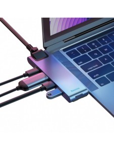 Baseus Multifunctional HUB 7in1 USB C Thunderbolt Dockningsstation (MacBook Pro 2016/2017/2018) grå