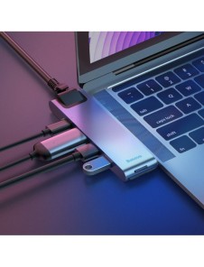 Baseus Multifunctional HUB 7in1 USB C Thunderbolt Dockningsstation (MacBook Pro 2016/2017/2018) grå