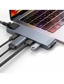 Baseus Multifunctional HUB 7in1 USB C Thunderbolt Dockningsstation (MacBook Pro 2016/2017/2018) grå