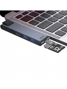 Baseus Multifunctional HUB 7in1 USB C Thunderbolt Dockningsstation (MacBook Pro 2016/2017/2018) grå