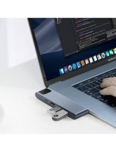 Baseus Multifunctional HUB 7in1 USB C Thunderbolt Dockningsstation (MacBook Pro 2016/2017/2018) grå