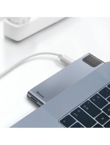 Baseus Multifunctional HUB 7in1 USB C Thunderbolt Dockningsstation (MacBook Pro 2016/2017/2018) grå