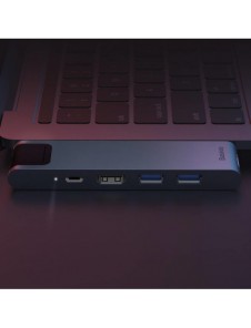 Baseus Multifunctional HUB 7in1 USB C Thunderbolt Dockningsstation (MacBook Pro 2016/2017/2018) grå