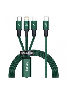 Baseus Rapid 3in1 USB Typ C - USB Typ C / Lightning / micro USB-kabel 20 W 1,5 m grön (CAMLT-SC06)