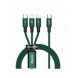 Baseus Rapid 3in1 USB Typ C - USB Typ C / Lightning / micro USB-kabel 20 W 1,5 m grön (CAMLT-SC06)