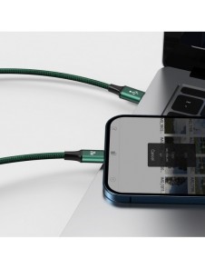 Baseus Rapid 3in1 USB Typ C - USB Typ C / Lightning / micro USB-kabel 20 W 1,5 m grön (CAMLT-SC06)