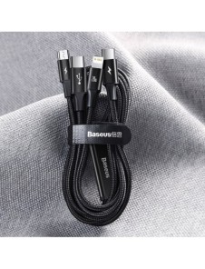 Baseus Rapid 3in1 USB Typ C - USB Typ C / Lightning / micro USB-kabel 20 W 1,5 m grön (CAMLT-SC06)
