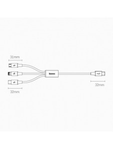 Baseus Rapid 3in1 USB Typ C - USB Typ C / Lightning / micro USB-kabel 20 W 1,5 m grön (CAMLT-SC06)