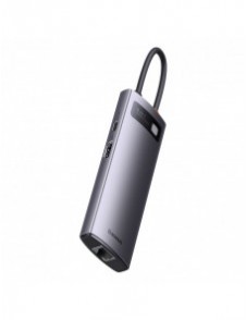 Baseus StarJoy HUB 6-portars USB-C - 3x USB-A / 1x HDMI / 1x RJ45 / 1x USB-C PD grå