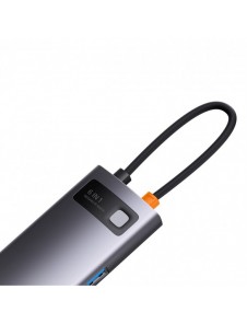 Baseus StarJoy HUB 6-portars USB-C - 3x USB-A / 1x HDMI / 1x RJ45 / 1x USB-C PD grå
