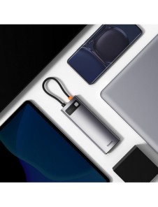 Baseus StarJoy HUB 6-portars USB-C - 3x USB-A / 1x HDMI / 1x RJ45 / 1x USB-C PD grå