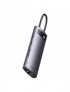 Baseus StarJoy HUB 8-portars USB-C - 3x USB-A / 1x HDMI / 1x RJ45 / 1x SD/TF / 1x USB-C PD grå