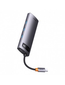 Baseus StarJoy HUB 8-portars USB-C - 3x USB-A / 1x HDMI / 1x RJ45 / 1x SD/TF / 1x USB-C PD grå