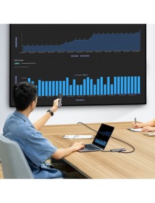 Baseus StarJoy HUB 8-portars USB-C - 3x USB-A / 1x HDMI / 1x RJ45 / 1x SD/TF / 1x USB-C PD grå
