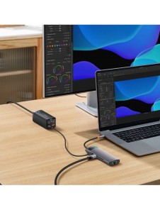 Baseus StarJoy HUB 8-portars USB-C - 3x USB-A / 1x HDMI / 1x RJ45 / 1x SD/TF / 1x USB-C PD grå