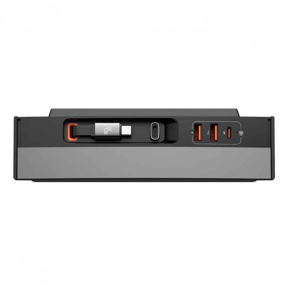 Baseus T-Space Series USB HUB för Tesla Model 3/Y med inbyggd 45W USB C-kabel - Svart