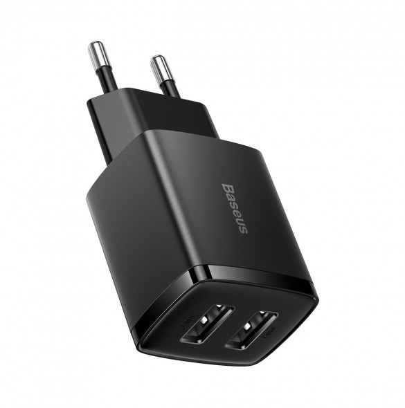 Baseus Compact laddare 2x USB 10,5W svart (CCXJ010201)