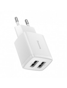 Baseus Compact laddare 2x USB 10,5W vit (CCXJ010202)