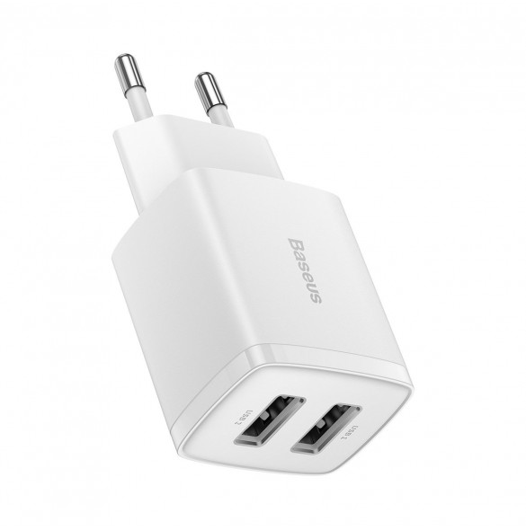 Baseus Compact laddare 2x USB 10,5W vit (CCXJ010202)