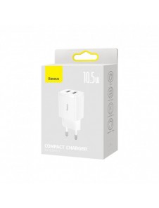 Baseus Compact laddare 2x USB 10,5W vit (CCXJ010202)