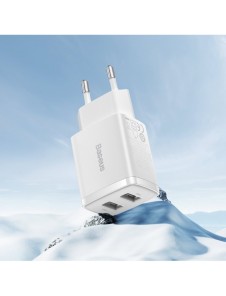 Baseus Compact laddare 2x USB 10,5W vit (CCXJ010202)