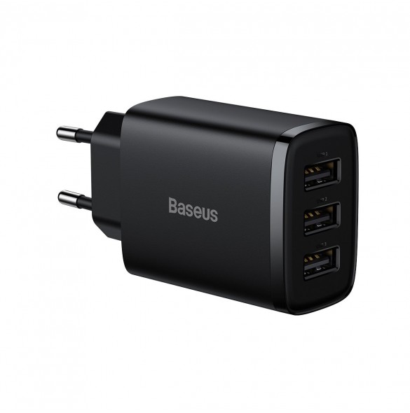 Baseus Compact laddare 3x USB 17W svart (CCXJ020101)