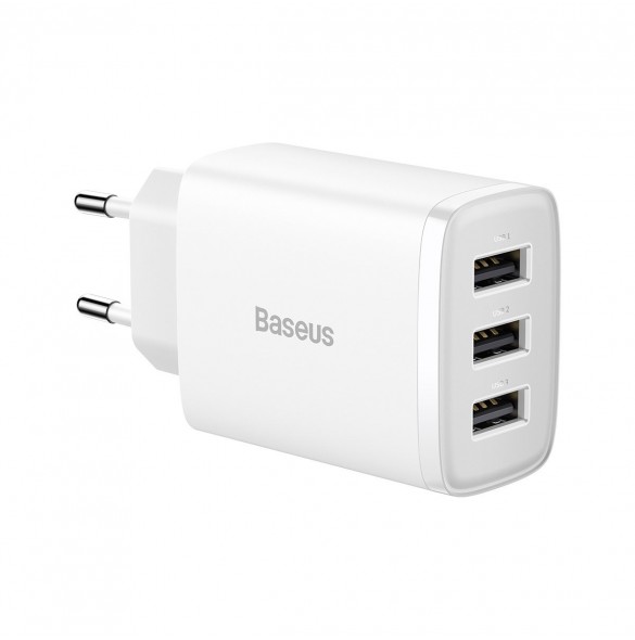Baseus Compact laddare 3x USB 17W vit (CCXJ020102)