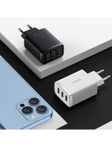 Baseus Compact laddare 3x USB 17W vit (CCXJ020102)