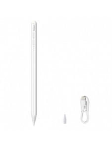 Baseus Smooth Writing Active Stylus-penna med LED-indikator för iPad vit + USB-C strömkabel 3A 0,3m och utbytbar spets Active (S