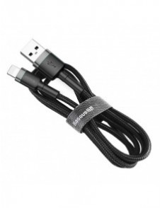 Baseus Cafule-kabel slitstark nylonkabel USB / Lightning QC3.0 2.4A 0.5M svart-grå (CALKLF-AG1)