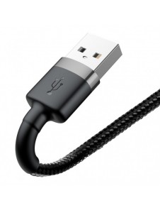 Baseus Cafule-kabel slitstark nylonkabel USB / Lightning QC3.0 2.4A 0.5M svart-grå (CALKLF-AG1)