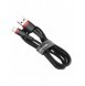 Baseus Cafule-kabel slitstark nylonkabel USB / Lightning QC3.0 2.4A 0.5M svart-röd (CALKLF-A19)