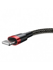 Baseus Cafule-kabel slitstark nylonkabel USB / Lightning QC3.0 2.4A 0.5M svart-röd (CALKLF-A19)