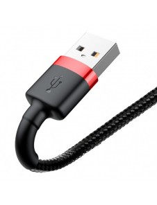Baseus Cafule-kabel slitstark nylonkabel USB / Lightning QC3.0 2.4A 0.5M svart-röd (CALKLF-A19)