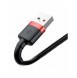 Baseus Cafule-kabel slitstark nylonkabel USB / Lightning QC3.0 2.4A 0.5M svart-röd (CALKLF-A19)