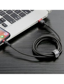 Baseus Cafule-kabel slitstark nylonkabel USB / Lightning QC3.0 2.4A 0.5M svart-röd (CALKLF-A19)