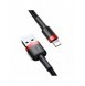 Baseus Cafule-kabel slitstark nylonkabel USB / Lightning QC3.0 2.4A 0.5M svart-röd (CALKLF-A19)