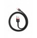 Baseus Cafule-kabel slitstark nylonkabel USB / Lightning QC3.0 2.4A 0.5M svart-röd (CALKLF-A19)