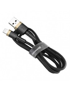Baseus Cafule Kabel slitstark nylonkabel USB / Lightning QC3.0 2.4A 1M svart-guld (CALKLF-BV1)
