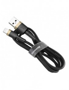 Baseus Cafule Kabel slitstark nylonkabel USB / Lightning QC3.0 2.4A 1M svart-guld (CALKLF-BV1)