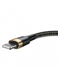 Baseus Cafule Kabel slitstark nylonkabel USB / Lightning QC3.0 2.4A 1M svart-guld (CALKLF-BV1)