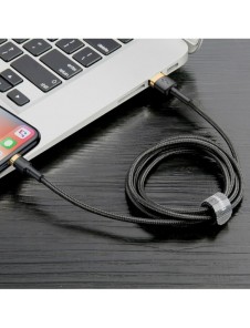 Baseus Cafule Kabel slitstark nylonkabel USB / Lightning QC3.0 2.4A 1M svart-guld (CALKLF-BV1)
