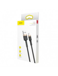 Baseus Cafule Kabel slitstark nylonkabel USB / Lightning QC3.0 2.4A 1M svart-guld (CALKLF-BV1)