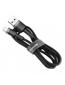 Baseus Cafule-kabel slitstark nylonkabel USB / Lightning QC3.0 2.4A 1M svart-grå (CALKLF-BG1)