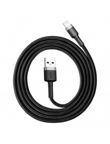 Baseus Cafule-kabel slitstark nylonkabel USB / Lightning QC3.0 2.4A 1M svart-grå (CALKLF-BG1)