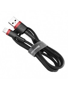 Baseus Cafule-kabel slitstark nylonkabel USB / Lightning QC3.0 2.4A 1M svart-röd (CALKLF-B19)
