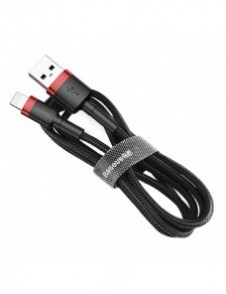 Baseus Cafule-kabel slitstark nylonkabel USB / Lightning QC3.0 2.4A 1M svart-röd (CALKLF-B19)