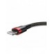 Baseus Cafule-kabel slitstark nylonkabel USB / Lightning QC3.0 2.4A 1M svart-röd (CALKLF-B19)