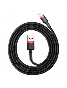 Baseus Cafule-kabel slitstark nylonkabel USB / Lightning QC3.0 2.4A 1M svart-röd (CALKLF-B19)